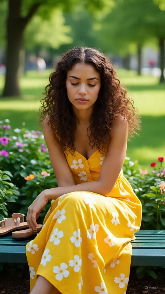 stressed woman sitting on bench